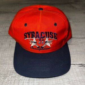 Vtg 90s Syracuse Orangemen Hat Otto Orange Blue Snapback Speedway Embroidered